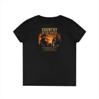 Ladies V-Neck Country at the Castle Black Tee