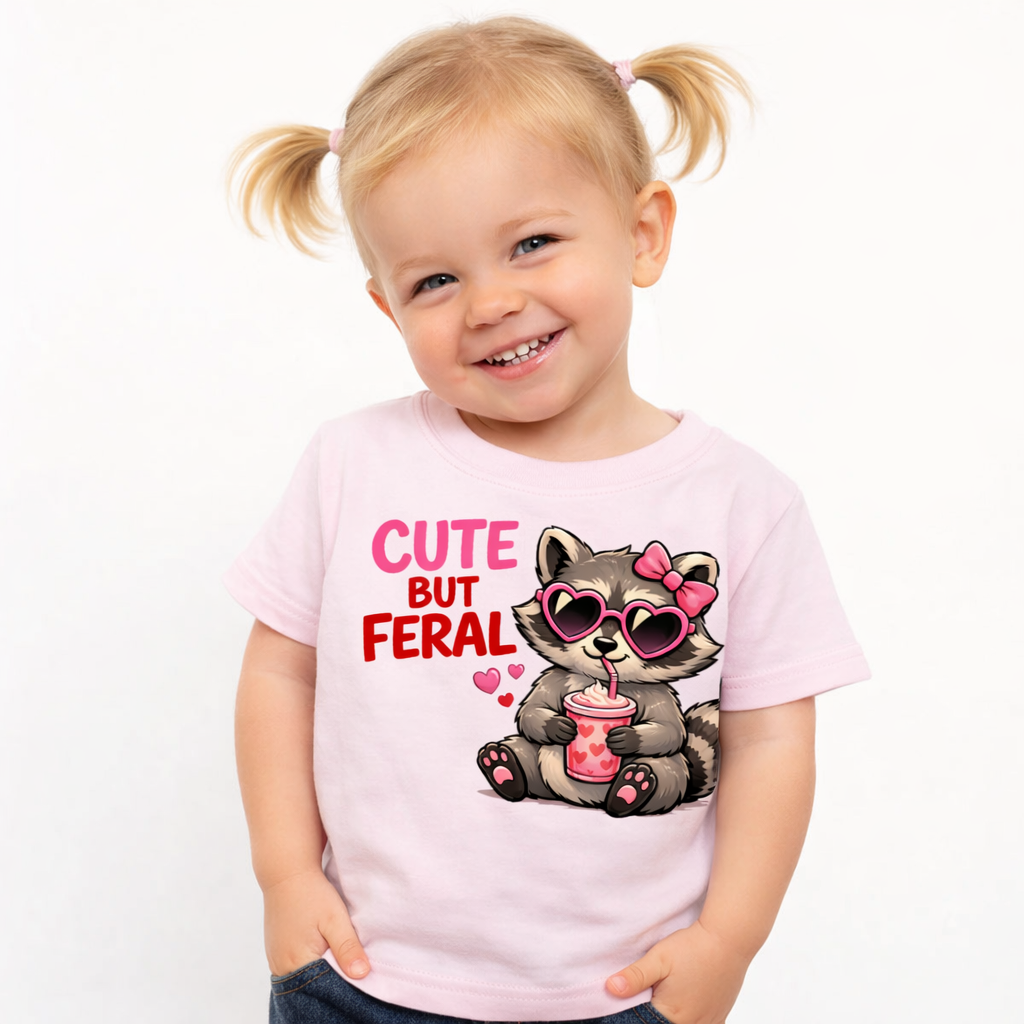 Cute but Feral Raccoon Toddler Tee