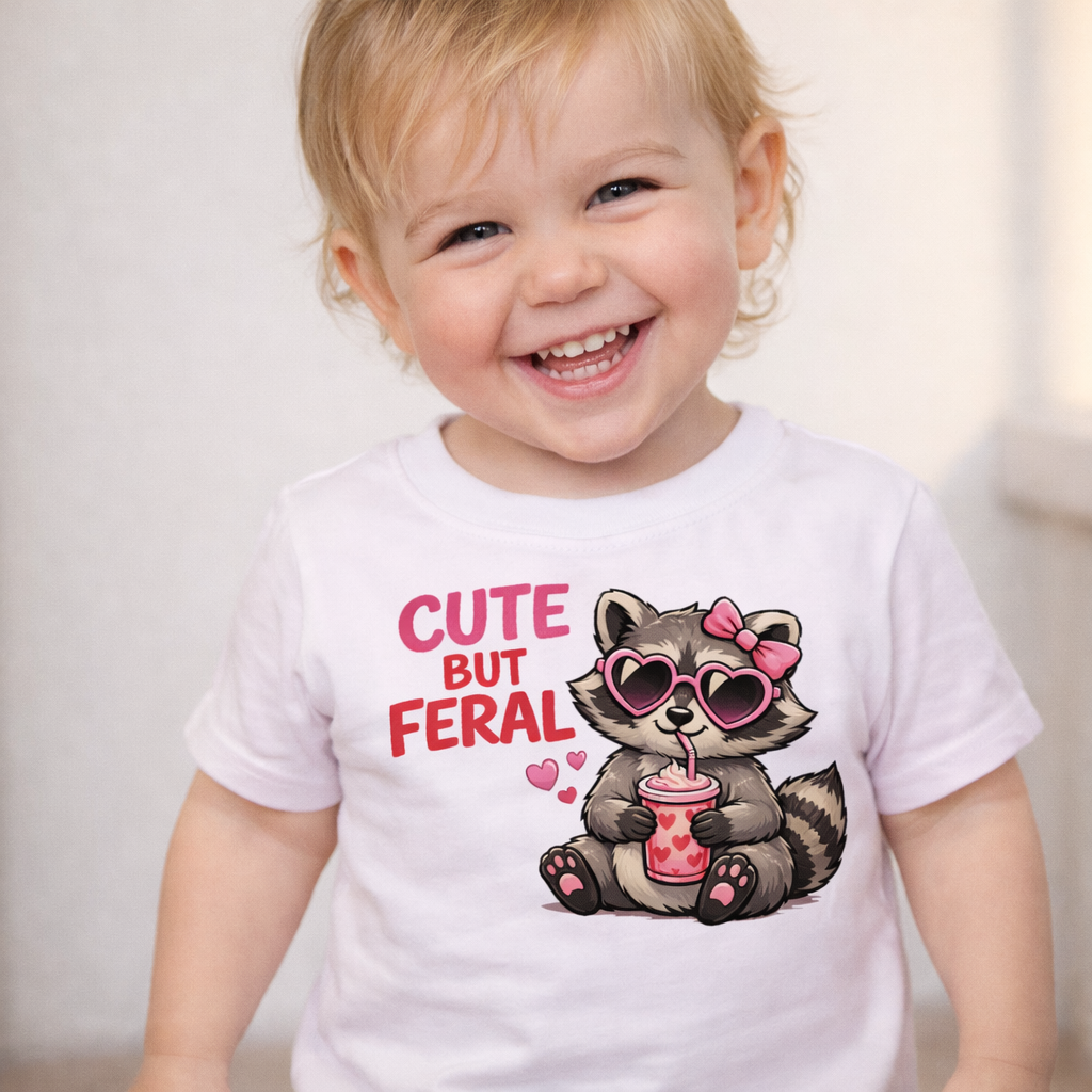Cute but Feral Raccoon Toddler Tee